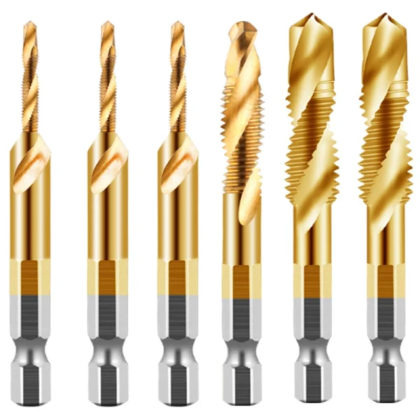 Drilling and tapping integrated tap and tapping drill bit compound three-in-one machine with tapping thread tapping drill set hexagonal handle